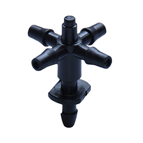 50PCS Drip Irrigation Connecter 3/5mm Tubing Joint 1/8'' Barbs 5 Ways Cross Water Diverter Joiner Garden Splitters Automatic Watering Systems