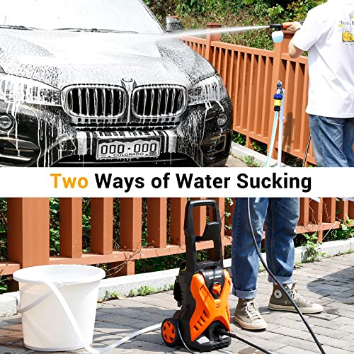 Rock&Rocker Powerful Electric Pressure Washer, 2150PSI Max 1.6 GPM Power Washer with Spray Nozzles,Soap Tank, IPX5 Car Wash Machine for Home/Car/Driveway/Patio Clean, Orange