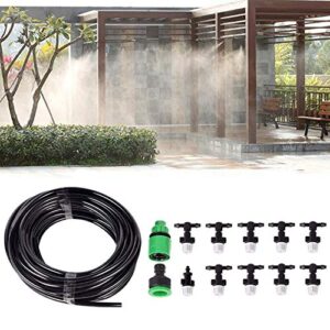 kadaon 10m home garden patio misting micro flow drip irrigation misting cooling system with 10pcs plastic mist nozzle sprinkler for plant flower