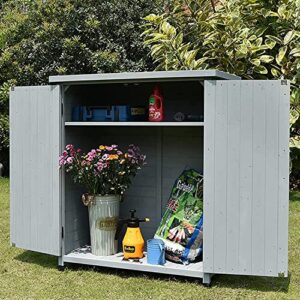 MUWIZ Outdoor Storage Shed, Storage Shed and Tool Shed Garden Rainproof Box, Table Waterproof Sunscreen Farm Tools Garden Balcony Storage Arrangement Cabinet