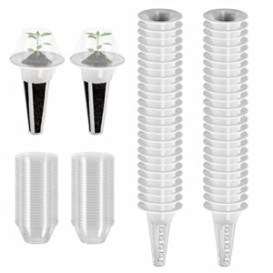 50 sets hydroponic grow basket, plant pod kit plant growing container with transparent insulation domes, replacement grow baskets, hydroponic garden accessories(size:4.4×1.3×6.5cm)