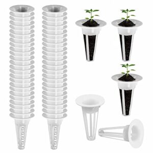 50 Sets Hydroponic Grow Basket, Plant Pod Kit Plant Growing Container with Transparent Insulation Domes, Replacement Grow Baskets, Hydroponic Garden Accessories(Size:4.4x1.3x6.5cm)