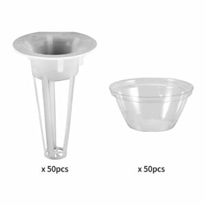 50 Sets Hydroponic Grow Basket, Plant Pod Kit Plant Growing Container with Transparent Insulation Domes, Replacement Grow Baskets, Hydroponic Garden Accessories(Size:4.4x1.3x6.5cm)