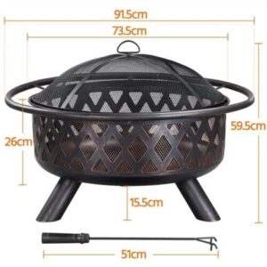 Fire Pit, 36 Inch Fire Pits for Outside Large Bonfire Wood-Burning Patio & Backyard Fire Pits Round Firepit for Camping Patio Backyard Garden Camping Beach NJDT