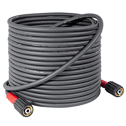 YAMATIC Super Flexible Pressure Washer Hose 50 FT 1/4", Kink Resistant Power Washer Hose Replacement for Flexzilla Uberflex Ryobi Genarac Troy Bilt Honda M22-14mm Rated 3200 PSI/Max 3700 PSI,Grey