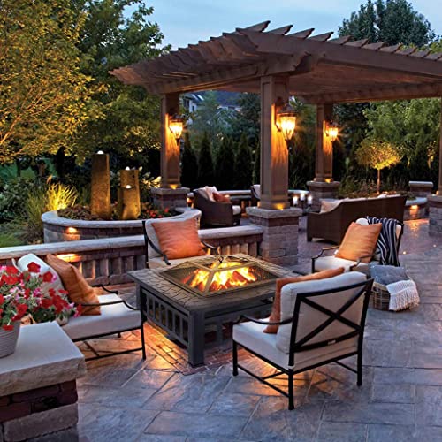 ZLXDP 32inch Iron Large Fire Pits Cast Iron Firepit Stylish BBQ Burn Pit Outdoor for Garden Patio Terrace Camping Stand Stove