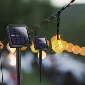 solar string lights outdoor garden [2pack] 40 feet 105 led, fairy solar powered patio lights waterproof solar powered patio lights for yard porch wedding party lights 8 combinations(warm white)