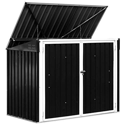 Goplus Horizontal Storage Shed Outdoor, Multi-Function Storage Cabinet for Garden Yard Lawn, 6x3FT