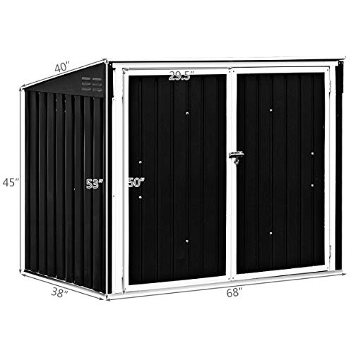 Goplus Horizontal Storage Shed Outdoor, Multi-Function Storage Cabinet for Garden Yard Lawn, 6x3FT