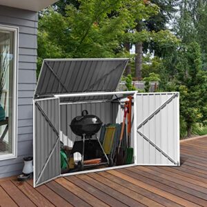 Goplus Horizontal Storage Shed Outdoor, Multi-Function Storage Cabinet for Garden Yard Lawn, 6x3FT