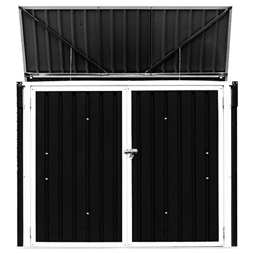 Goplus Horizontal Storage Shed Outdoor, Multi-Function Storage Cabinet for Garden Yard Lawn, 6x3FT