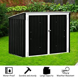 Goplus Horizontal Storage Shed Outdoor, Multi-Function Storage Cabinet for Garden Yard Lawn, 6x3FT