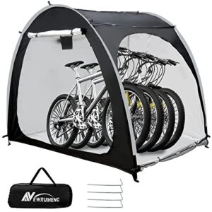 bike storage tent, outdoor bike cover storage shed for 4 bikes portable foldable garage/garden storage tent waterproof oxford shelter for motorcycle, bicycle, camping, garden tools (black)