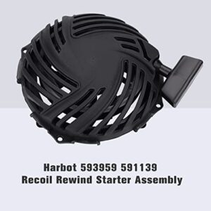 Harbot 593959 Recoil Rewind Starter Assembly for Brigs and Straton 08P502 093J02 09P602 09P702 590588 591139 595355 593961 500E 140CC Engines