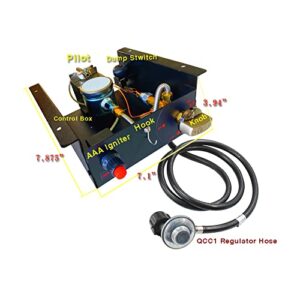 MENSI 4 Bolts Propane Burner with Regulator Valve Assembly Kit for Square Glass Tube Patio Heater Replacement