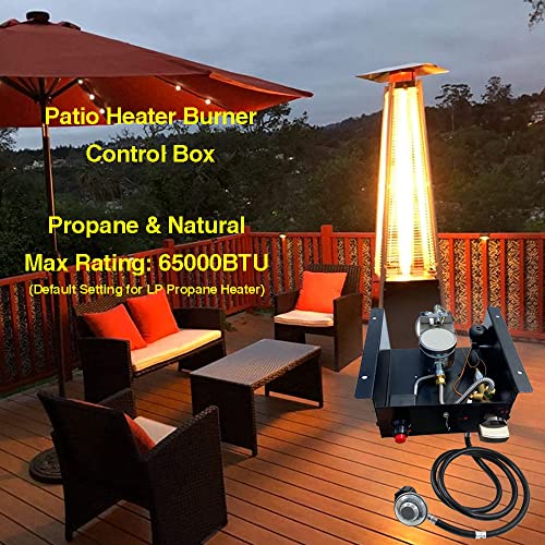 MENSI 4 Bolts Propane Burner with Regulator Valve Assembly Kit for Square Glass Tube Patio Heater Replacement