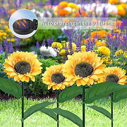 GSBLUNIE Sunflower Solar Lights Outdoor Garden, Automatic Charging Solar Garden Lights Decorative, IP65 Waterproof LED Landscape Solar Powered Outdoor Lights for Garden Patio Lawn Yard-2 Pack