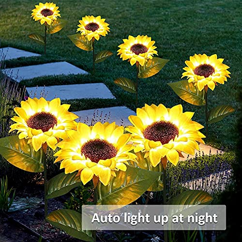 GSBLUNIE Sunflower Solar Lights Outdoor Garden, Automatic Charging Solar Garden Lights Decorative, IP65 Waterproof LED Landscape Solar Powered Outdoor Lights for Garden Patio Lawn Yard-2 Pack