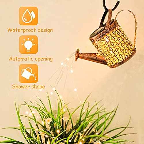 Solar Lights Outdoor Garden Decor, LED Watering Can Lights Star Shower Garden Art Light with Bracket, Starry Fairy Night Light Decoration for Garden Patio Yard Flowerbed Parties Outdoor Pathway