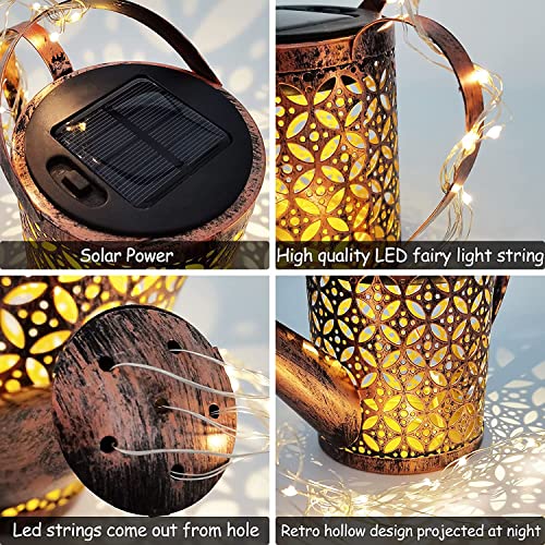 Solar Lights Outdoor Garden Decor, LED Watering Can Lights Star Shower Garden Art Light with Bracket, Starry Fairy Night Light Decoration for Garden Patio Yard Flowerbed Parties Outdoor Pathway