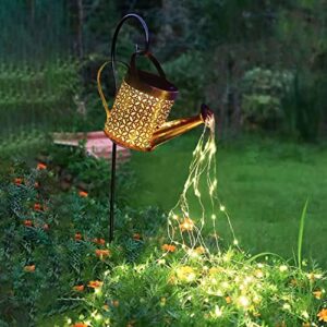 Solar Lights Outdoor Garden Decor, LED Watering Can Lights Star Shower Garden Art Light with Bracket, Starry Fairy Night Light Decoration for Garden Patio Yard Flowerbed Parties Outdoor Pathway