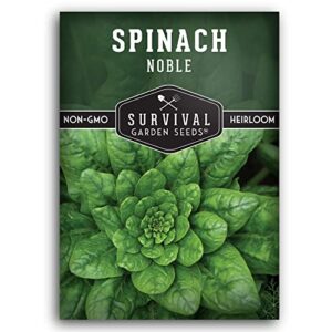 survival garden seeds – noble spinach seed for planting – packet with instructions to plant and grow enormous spinach greens in your home vegetable garden – non-gmo heirloom variety