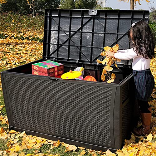 DACUN Safety Certification Large Deck Box Outdoor Storage Boxes 120 Gallon / 460L Waterproof & Lockable Storage Container Box for Patio Furniture, Outdoor Cushions, Garden Tools & Pool Supplies