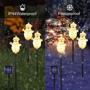 Solar Christmas Lights Outdoor, Set of 3 Snowman Solar Powered Christmas Decorations, Waterproof Pathway Stake Lights for Patio, Yard, Garden, Lawn Christmas Winter Decor (Warm White) (Set of 3)