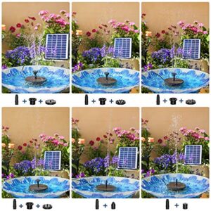 AISITIN 6.5W Solar Fountain Pump, Solar Water Pump Floating Fountain Built-in 1500mAh Battery, with 6 Nozzles, for Bird Bath, Fish Tank, Pond or Garden Decoration Solar Aerator Pump