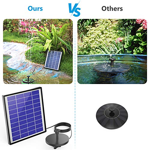 AISITIN 6.5W Solar Fountain Pump, Solar Water Pump Floating Fountain Built-in 1500mAh Battery, with 6 Nozzles, for Bird Bath, Fish Tank, Pond or Garden Decoration Solar Aerator Pump