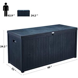 AVAWING Large Deck Box, Outdoor Storage Container with 120 Gallon, Patio Garden Furniture for Garden Tools, Pillows, Pool Toys, Dark Grey