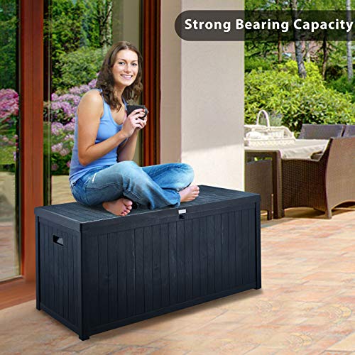 AVAWING Large Deck Box, Outdoor Storage Container with 120 Gallon, Patio Garden Furniture for Garden Tools, Pillows, Pool Toys, Dark Grey