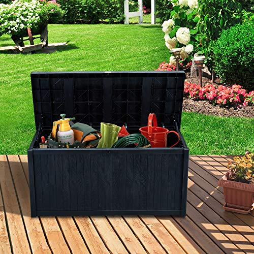 AVAWING Large Deck Box, Outdoor Storage Container with 120 Gallon, Patio Garden Furniture for Garden Tools, Pillows, Pool Toys, Dark Grey