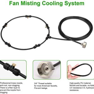 Outdoor Misting Fan Kit for a Cool Patio Breeze,Water Mister Spray for Cooling Outdoor,19.36FT (5.9M) Misting Line + 5 Brass Mist Nozzles + a Brass Adapter(3/4) Fit to Any Outdoor Fan