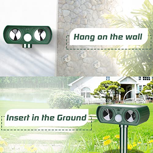 Lubatis 2 Pack Animal Repellent Outdoor Solar Animal Repeller Ultrasonic Pest Repeller Deterrent to Keep Rat, Squirrel, Deer, Raccoon, Skunk, Rabbit, Dog, Cat Away