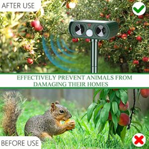 Lubatis 2 Pack Animal Repellent Outdoor Solar Animal Repeller Ultrasonic Pest Repeller Deterrent to Keep Rat, Squirrel, Deer, Raccoon, Skunk, Rabbit, Dog, Cat Away