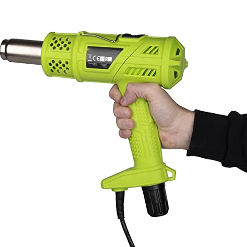 QCLUEU 3 in 1 Electric Weed Burner, Electric Thermal Weeding Stick, BBQ Igniter, Heat Gun, Up to 650℃, Garden Weeder Tool, with 5 Nozzles, 2000W (Color : Green)
