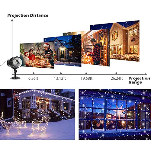 Syslux Christmas Snowfall Projector Lights, Indoor Outdoor Holiday Lights with Remote Control White Snow for Halloween Xmas Party Wedding Garden Landscape Decoration（Snow Spots）