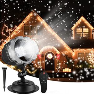 syslux christmas snowfall projector lights, indoor outdoor holiday lights with remote control white snow for halloween xmas party wedding garden landscape decoration（snow spots）