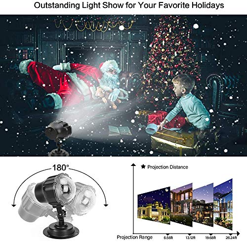 Syslux Christmas Snowfall Projector Lights, Indoor Outdoor Holiday Lights with Remote Control White Snow for Halloween Xmas Party Wedding Garden Landscape Decoration（Snow Spots）