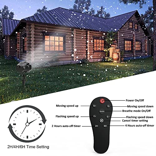 Syslux Christmas Snowfall Projector Lights, Indoor Outdoor Holiday Lights with Remote Control White Snow for Halloween Xmas Party Wedding Garden Landscape Decoration（Snow Spots）