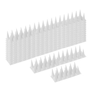 meccanixity bird spikes 13 inch plastic deterrent spikes for anti cat pigeon for outdoor keep bird away (cream, pack of 12)