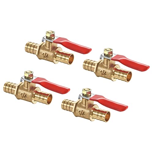 M METERXITY 4 Pack Pressure Valve - Water Control Valve, Non-Slip Handle Dual Barb Shut-Off Valve, Apply to Outdoor/Garden/Swimming Pools(10mm x 10mm, Brass)