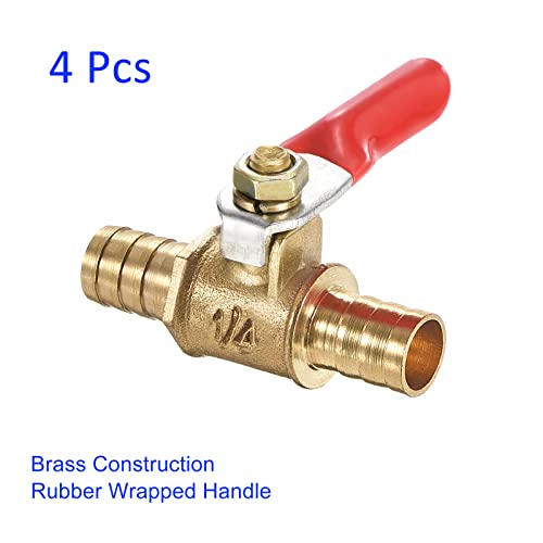 M METERXITY 4 Pack Pressure Valve - Water Control Valve, Non-Slip Handle Dual Barb Shut-Off Valve, Apply to Outdoor/Garden/Swimming Pools(10mm x 10mm, Brass)