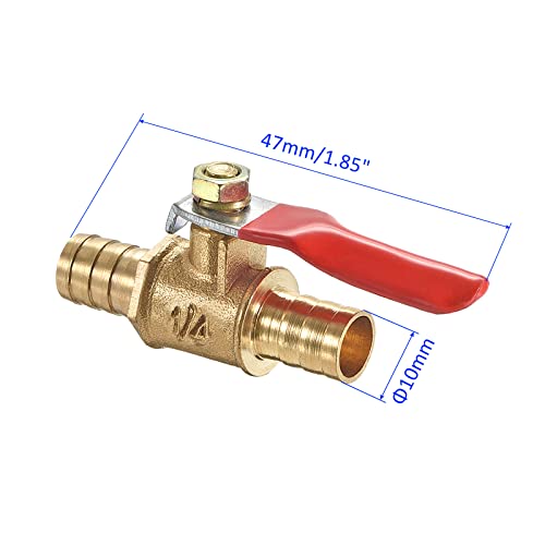 M METERXITY 4 Pack Pressure Valve - Water Control Valve, Non-Slip Handle Dual Barb Shut-Off Valve, Apply to Outdoor/Garden/Swimming Pools(10mm x 10mm, Brass)