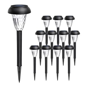 GIGALUMI Solar-Powered Pathway Lights (12-Pack), Waterproof Solar Garden Lights, Bright LED Solar Pathway Lights, Outdoor Lights for Landscapes, Gardens, Pathways, Walkways and Driveways (Cold White)