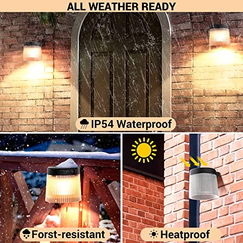 LOFTEK Solar Deck Lights, 8 Pack Solar Fence Lights, Auto On/Off, Waterproof, Outdoor Garden Decorative Lights, Fence Post Solar Wall Lights for Railing, Post, Patio, Step, Pool, Backyard, Warm White