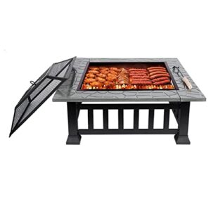 zlxdp outdoor charcoal fire pit stainless steel garden backyard patio firepit stove brazier for bbq grill cooking tools with cover
