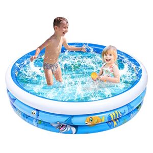 toyandona inflatable kiddie pool, kids outdoor water pool inflatable swimming pool summer wading pool for kids backyard garden indoor ball pit pool (150x35cm)