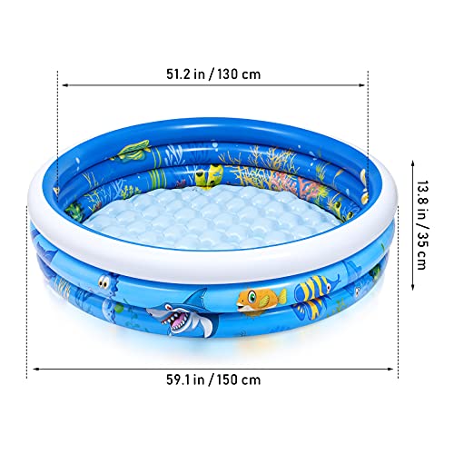 TOYANDONA Inflatable Kiddie Pool, Kids Outdoor Water Pool Inflatable Swimming Pool Summer Wading Pool for Kids Backyard Garden Indoor Ball Pit Pool (150x35cm)